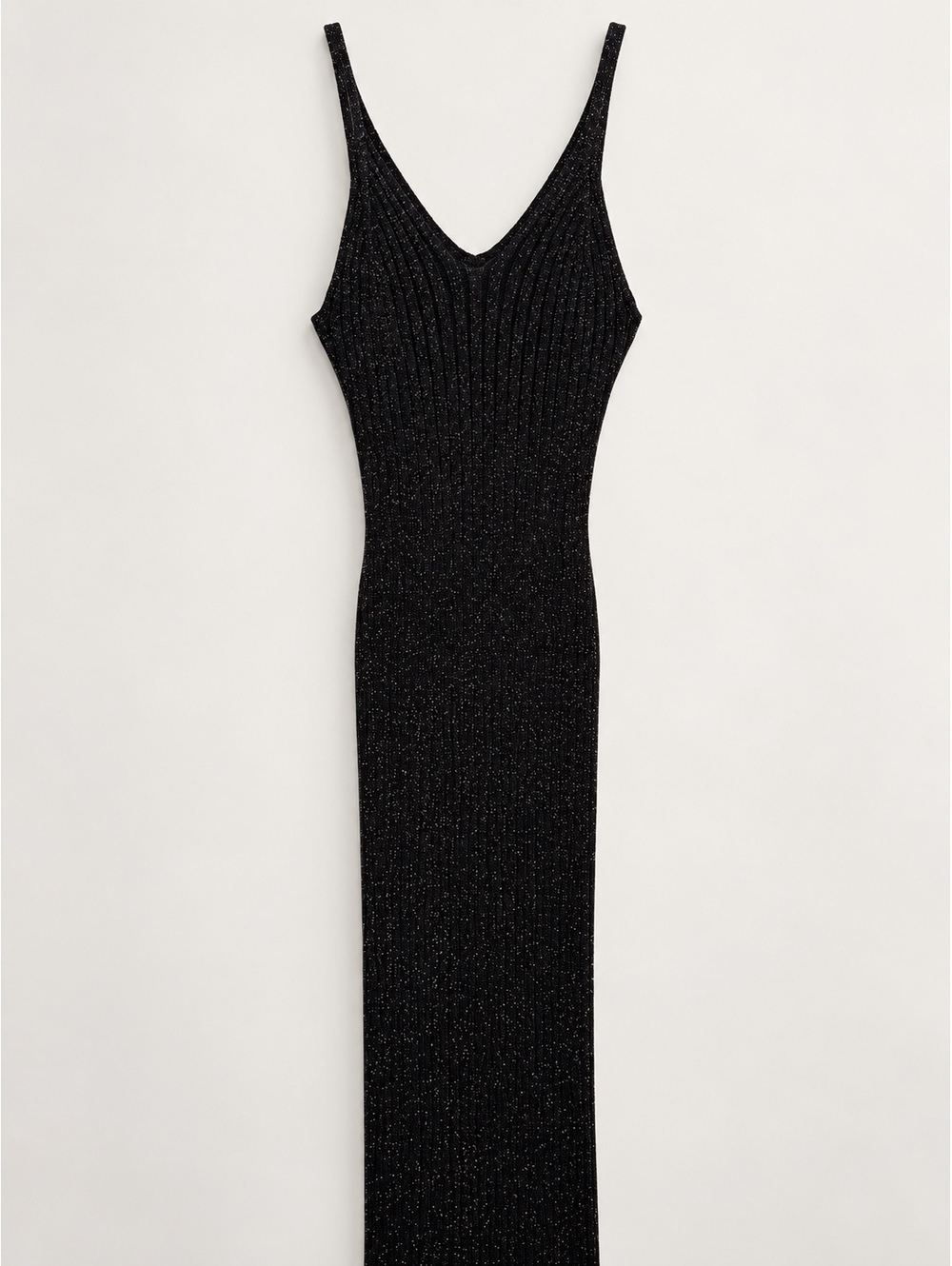 Forever 21 Black Shimmer Ribbed Sleeveless Maxi Dress